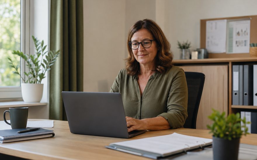Einrichtungsleitung am Laptop